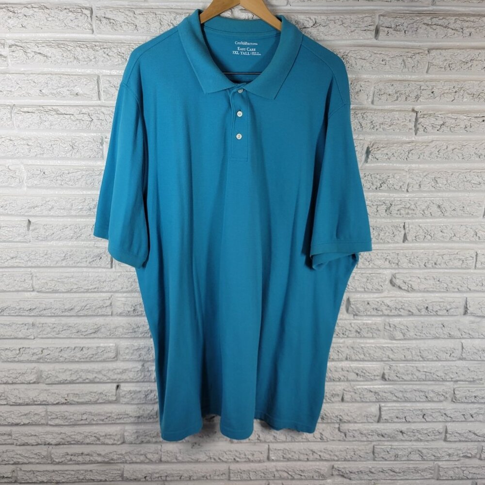 Croft & Barrow Men's 3XLT Polo Shirt Solid Blue Big Tall 100% Cotton BLU239E